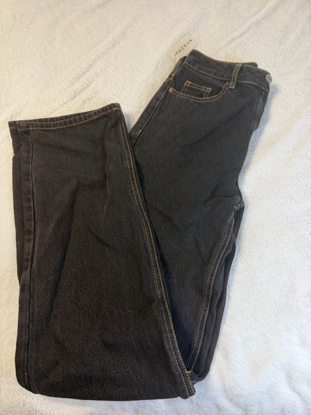 PacSun Black Relaxed Fit Jeans with Gold Contrast Stitching